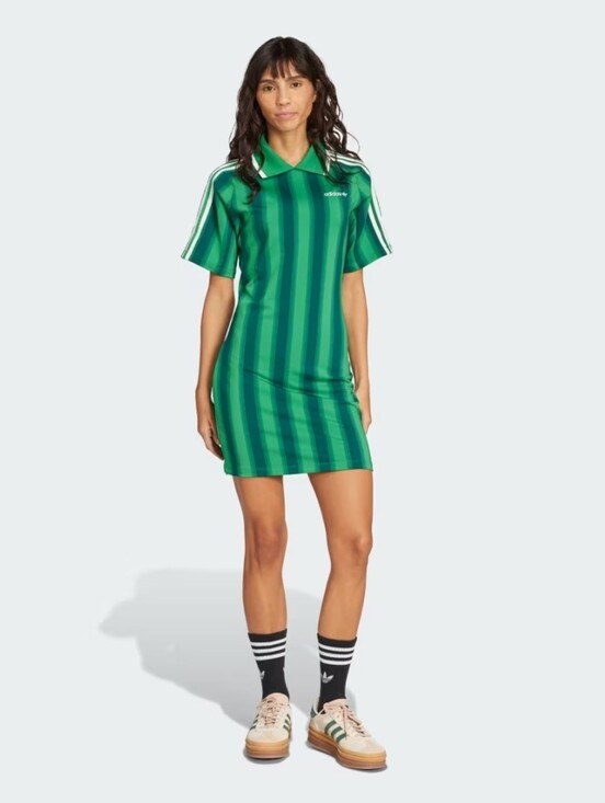 adidas Originals Dresses & Skirts - NWT Adidas Originals Footie Dress Green Striped Polo Mini Dress Small JW6014